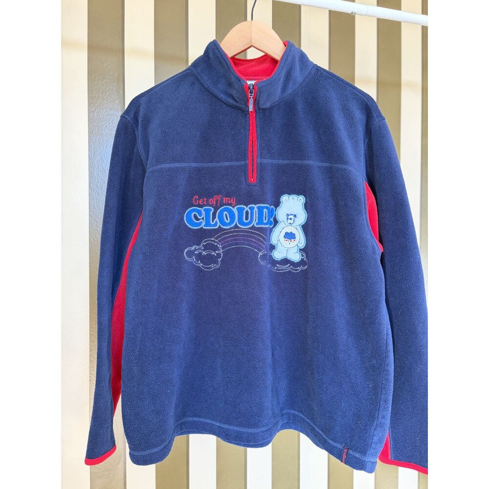 Vintage Care Bears Grumpy Bear Get Off My Cloud 1/4 Zip Fleece Pullover XL - Picture 3 of 14